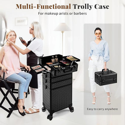 AROUS 5 in 1 Rolling Makeup Train Case Cosmetology Case on Wheels Large - Image 8