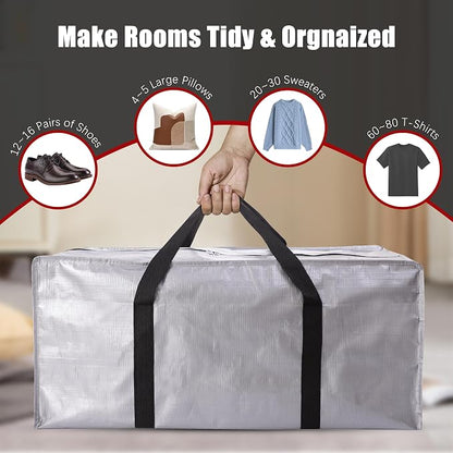 Extra Large Moving Bags with Zippers & Carrying Handles, Heavy-Duty Storage Tote - Image 5