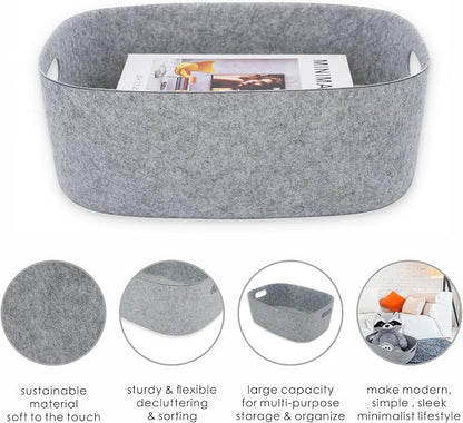 Welaxy Large Storage Basket Felt Open Desk Organize bin Shelf baskets - Image 6