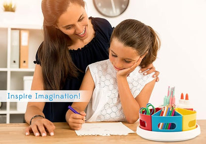 Rotating Art Supply Organizer for Kids, Crayon Caddy for Kids Desk or Pencil - Image 3