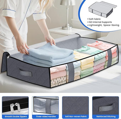 Under Bed Storage Containers, 2 Pack Blanket Storage Bags, Collapsible Storage - Image 3