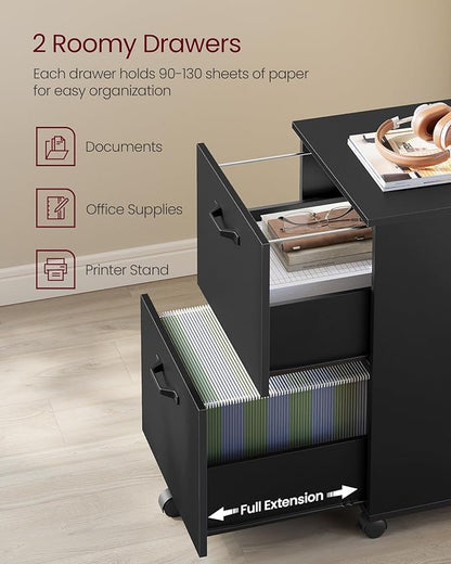 VASAGLE 2-Drawer File Cabinet, Small Rolling Filing Cabinet - Image 4