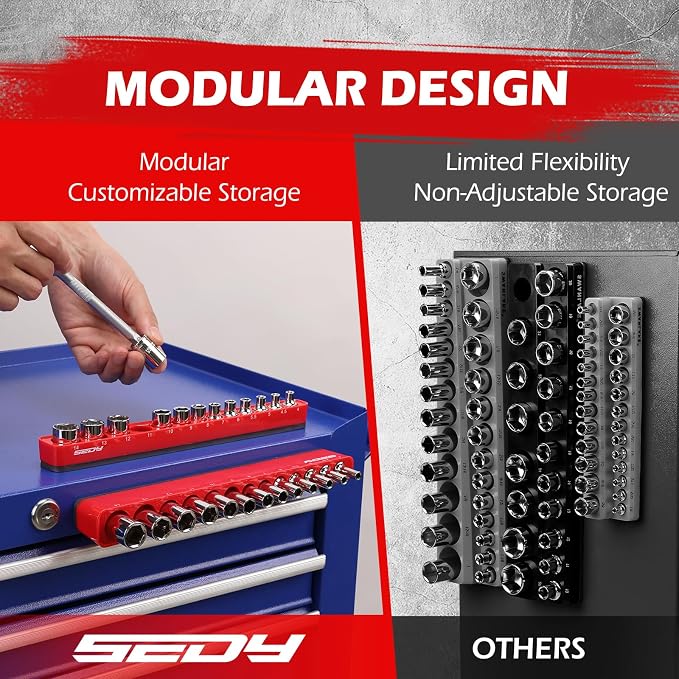 2-Piece 1/4"-Drive Metric Magnetic Socket Organizer Set - Image 3