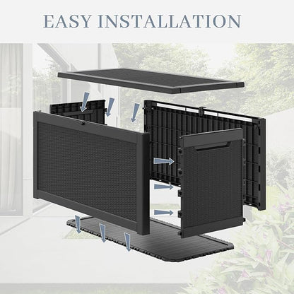 260 Gallon Large Resin deck box Waterproof, Outdoor Storage Bench, Patio - Image 7