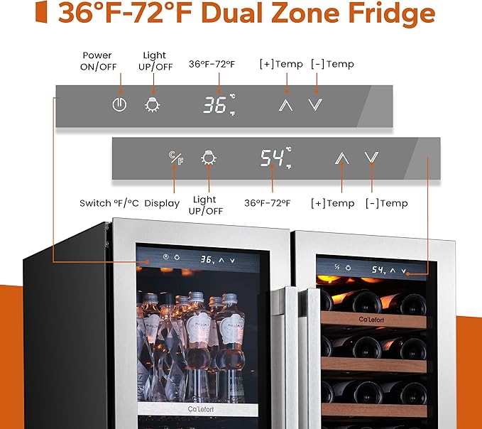 Ca'Lefort 30 Inch Wine and Beverage Refrigerator, 80 Can and 33 Bottle French - Image 2
