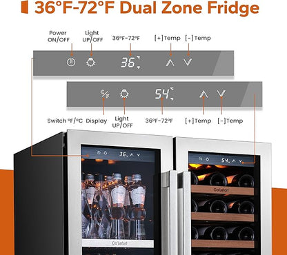 Ca'Lefort 30 Inch Wine and Beverage Refrigerator, 80 Can and 33 Bottle French - Image 2