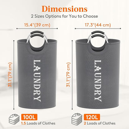 Lifewit 100L 2-Pack Large Laundry Basket, Collapsible Laundry Hamper - Image 2