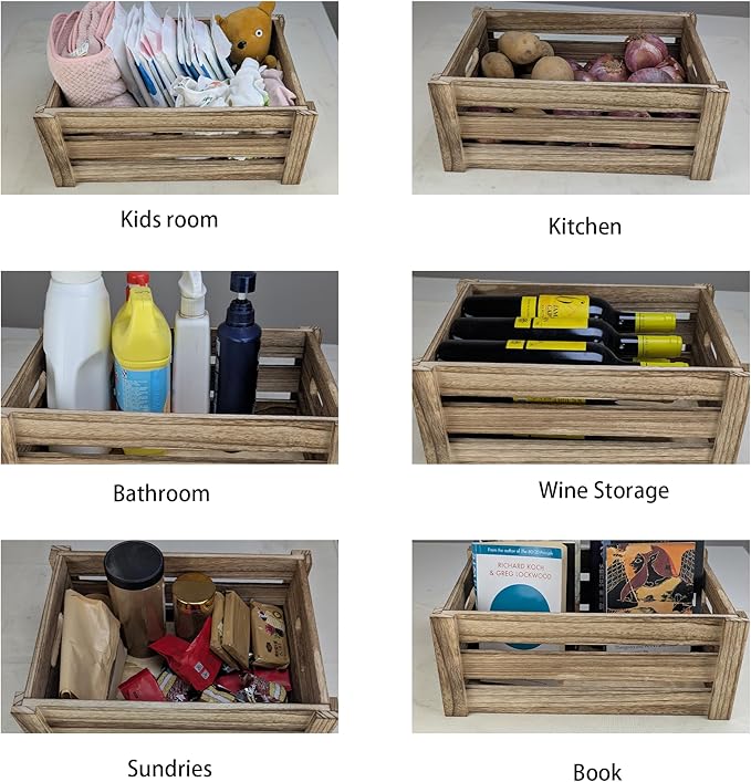 ARTAWEIN Rustic Vintage Finished Wooden Crate - Image 3