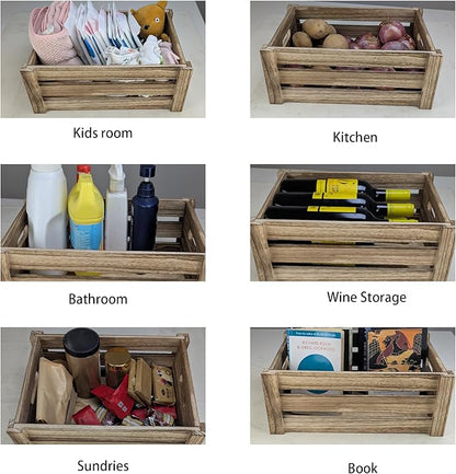 ARTAWEIN Rustic Vintage Finished Wooden Crate - Image 3