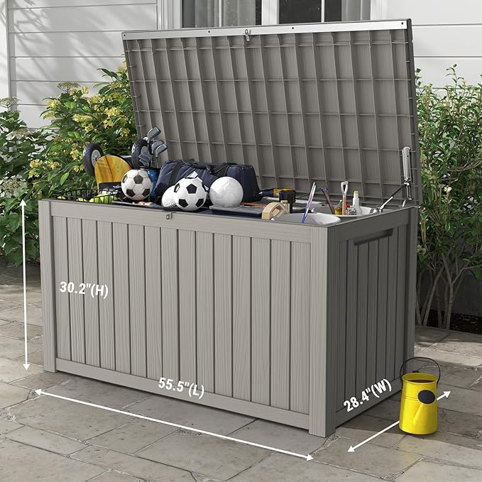 Mars Villa 180 Gallon Outdoor Storage Box, Large Resin Deck Box Waterproof - Image 2