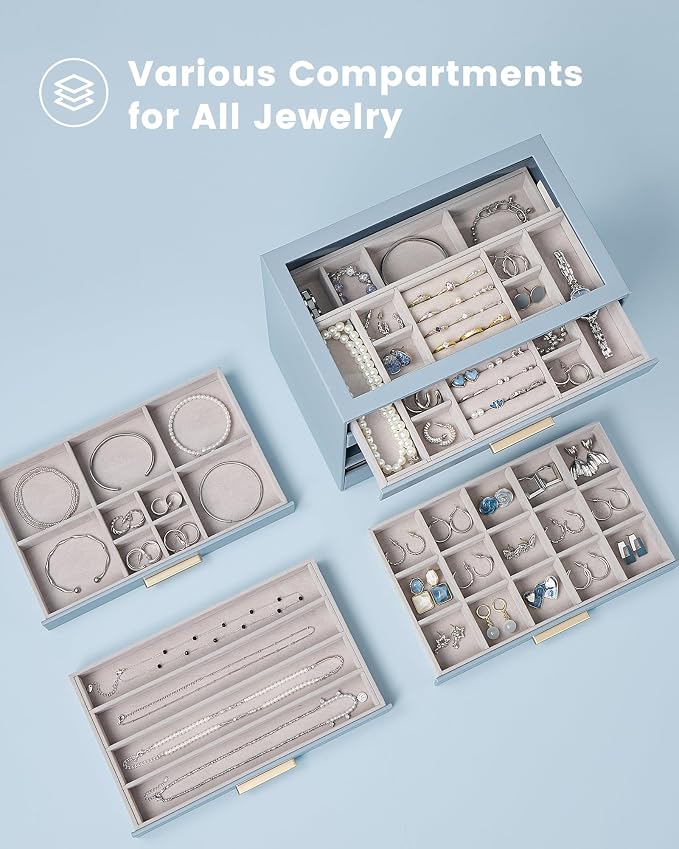 Lolalet Jewelry Box Organizer, 6-Layer Jewelry Organizers and Storage Case - Image 3