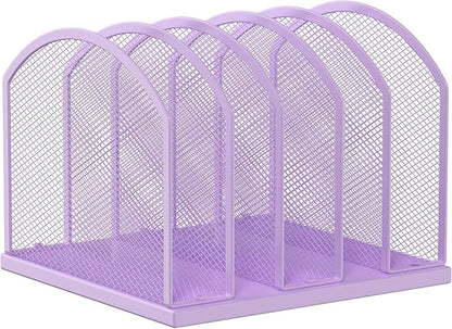 5-Section Vertical Desktop Organizer, 5-Section Mesh File Folder Stand Sorter by Gawerk