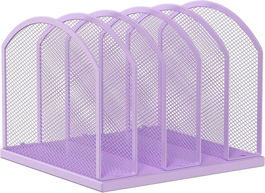 5-Section Vertical Desktop Organizer, 5-Section Mesh File Folder Stand Sorter by Gawerk