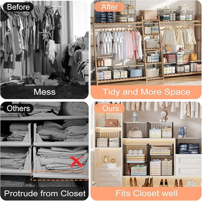 5-Tier Large Stackable Closet Organizer and Storage Basket, Sturdy Closet Shelf - Image 5