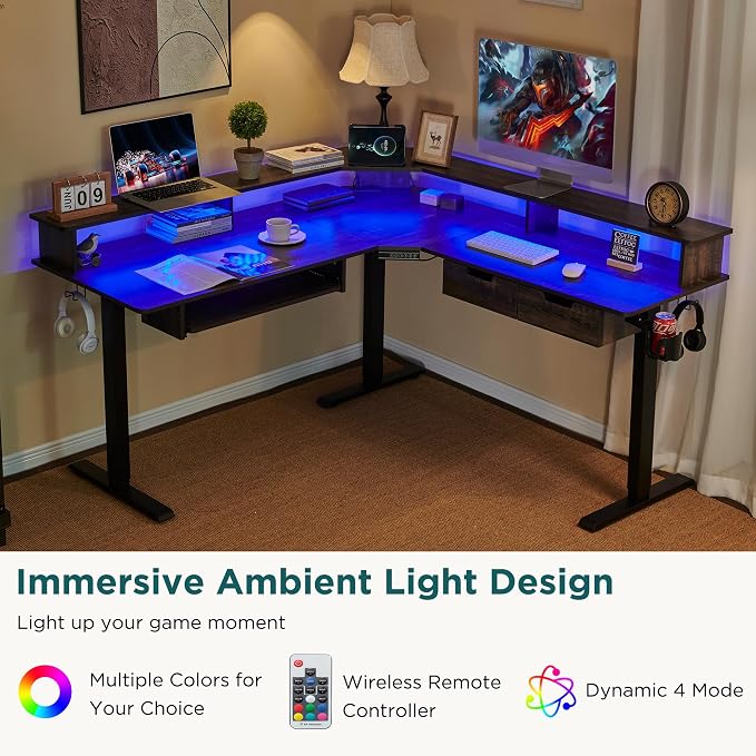 RedLemon 60 Inches L Shaped Electric Standing Desk, Height Adjustable Corner - Image 3