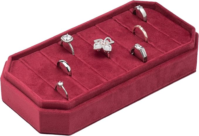 Velvet Ring Organizer Display Tray Jewelry Box Earring Holder Case - Image 3