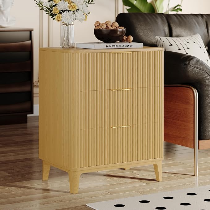 3 Drawer Fluted Dresser for Bedroom, Modern Closet Dressers Chest of Drawers - Image 4