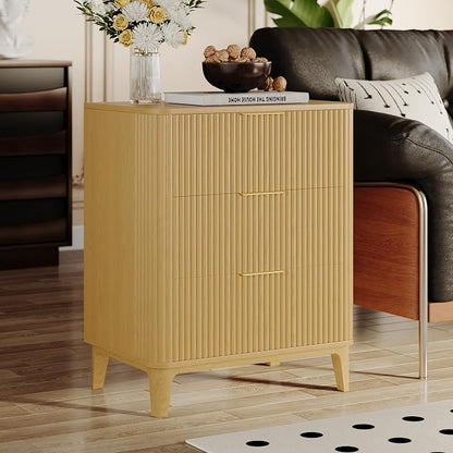 3 Drawer Fluted Dresser for Bedroom, Modern Closet Dressers Chest of Drawers - Image 4