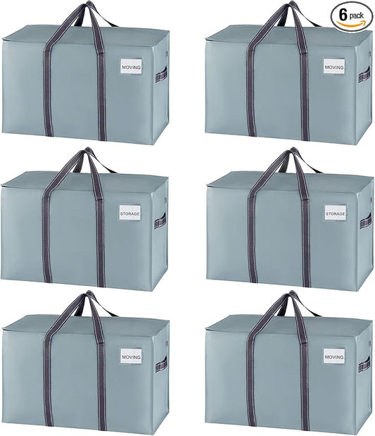 VENO 6 Pack Moving Bags and Large Christmas Storage Bins by Veno