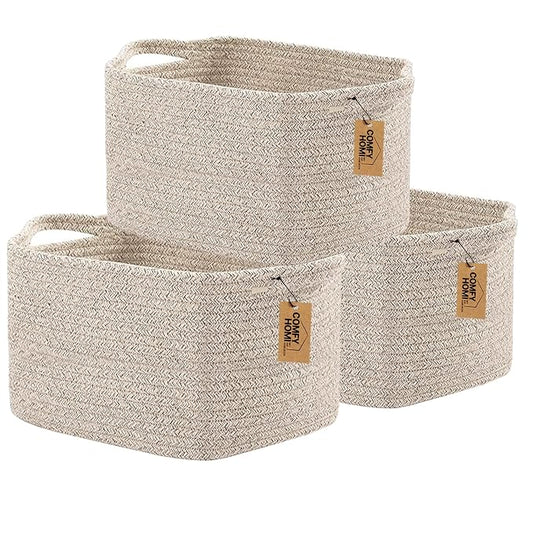 COMFY-HOMI 3PACK Cotton Rope Woven Basket by COMFY-HOMI