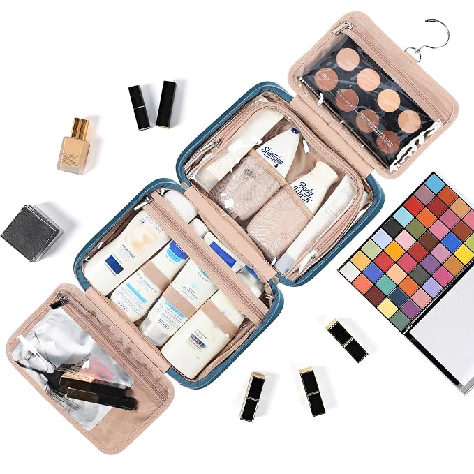 NISHEL Travel Toiletry Bag for Women, Makeup Essentials Organizer, Hanging Case - Image 6