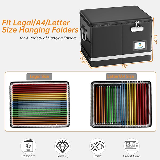 Fireproof Document Box, 5200°F File Organizer Box - Image 4