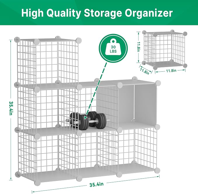 Wire Cube Storage Organizer, 6 Cubes Converted into 7 Cubes, Sturdy Metal Grids - Image 4