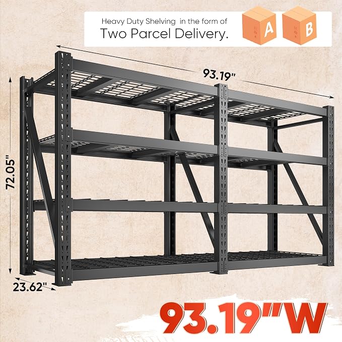Bepatio 93" W 4-Tier Industrial Garage Shelving 9348LBS Heavy Duty Shelving - Image 3