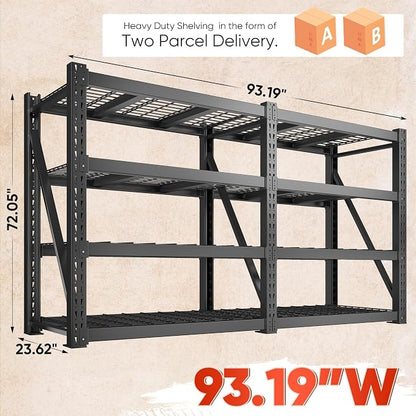 Bepatio 93" W 4-Tier Industrial Garage Shelving 9348LBS Heavy Duty Shelving - Image 3