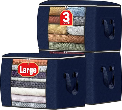 Fab totes 24 Gallons Clothes Storage, Foldable Thick Fabric Blanket Storage Bags by Fabtotes
