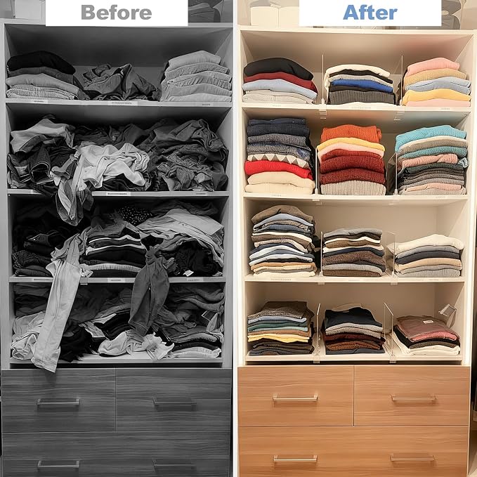 Purse Organizer for Closet Shelf Dividers: 6-Pack Adjustable Clear Acrylic Bag - Image 5