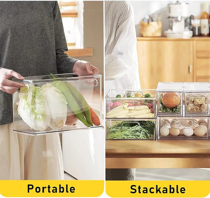 2 Pack Refrigerator Organizer Bins Stackable Fridge Organizer Set - Image 5