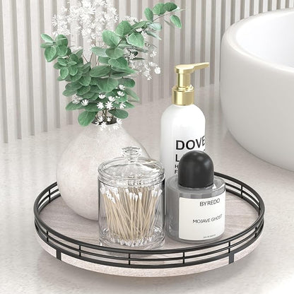 10" Oak Bathroom Vanity Tray Turntable by AMH