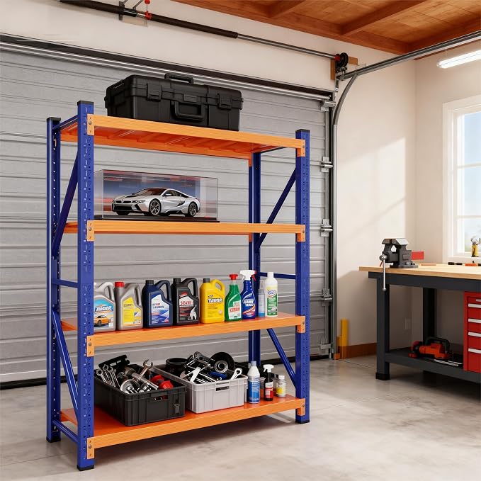 79" H Garage Shelving, 3500LBS Heavy Duty Storage Rack, 4 Tiers Metal Storage by Unknown
