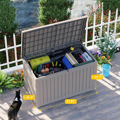 280 Gallon Resin Deck Box, Lockable Patio Outdoor Storage Box - Image 5