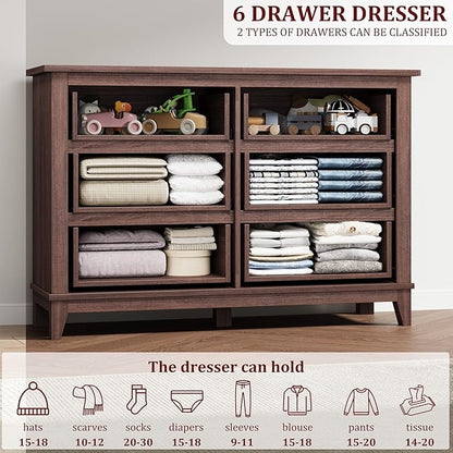 GarveeHome 6 Dresser for Bedroom, 47 in Wide Drawer Dresser - Image 6