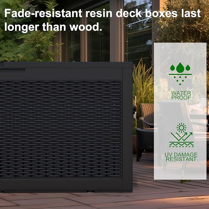 120 Gallon Outdoor Deck Box, Storage Lockable Waterproof Patio Furniture - Image 5