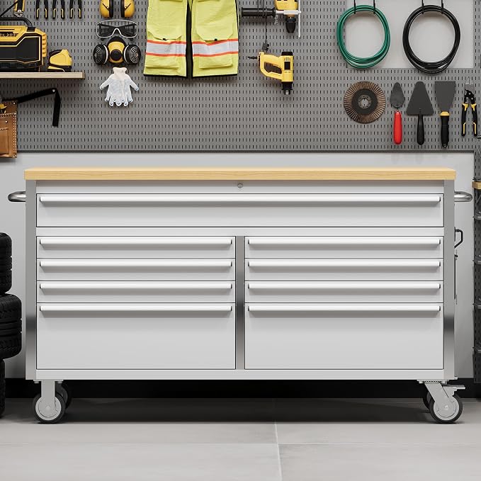 61 in Tool Chest, Tool Box Mobile 9 Drawers Storage Rolling Cabinet - Image 2