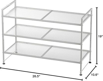 Simple Houseware 3-Tier Stackable Mesh Shoe Rack - Image 2