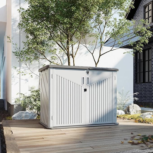 Aoxun 35 Cu.Ft Outdoor Storage Shed, Waterproof Horizontal Resin Cabinet by Aoxun