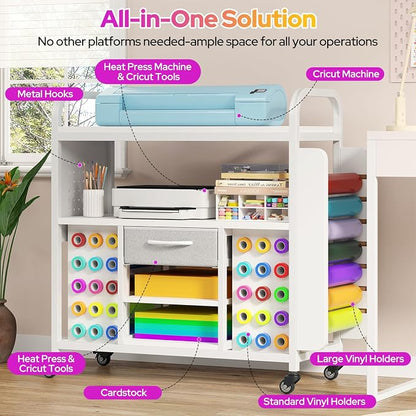 Craft Organization and Storage Cart, Large Rolling Craft Organizer Workstation - Image 2