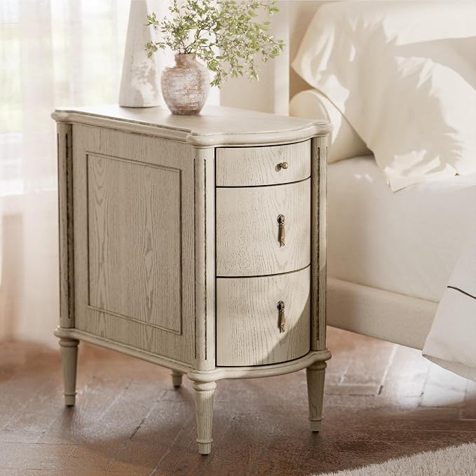 STO'SENSE Nightstand w/Charging Station & 3 Drawers, Pre-Assembled, Vintage by Unknown