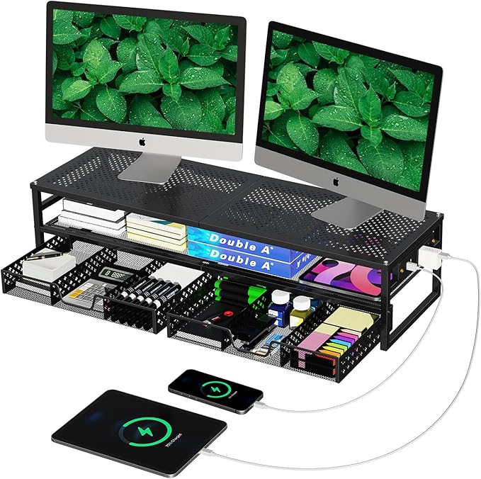 Simple Trending 2 Tier Metal Monitor Stand Riser by SimpleTrending