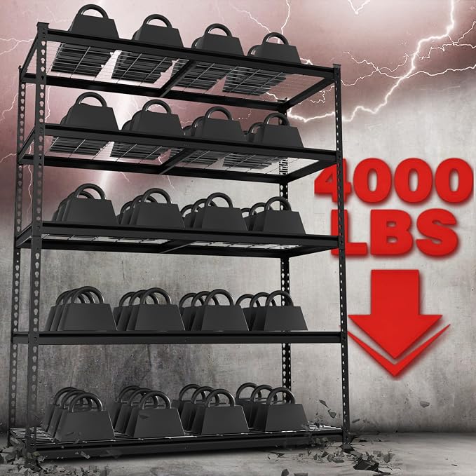 WORKPRO 5-Tier Metal Shelving Unit, 48”W x 24”D x 72”H, Heavy Duty Adjustable - Image 4