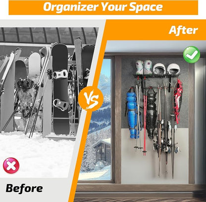 PLKOW Wall-Mounted Ski Rack, Skis Storage Rack - Image 8