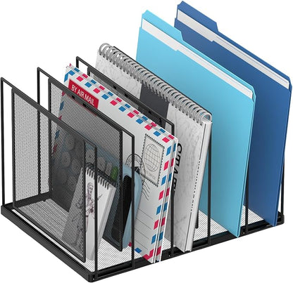 File Organizer for Desk, 5-Section Vertical File Sorter, Paper Holder Organizer by JMHUD