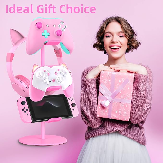 Controller Holder Pink, Headphone Stand, 3 Tier Multi Adjustable Game - Image 7