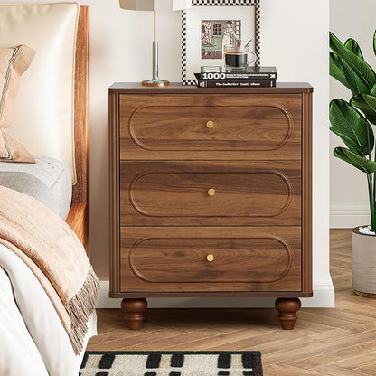 3 Drawer Fluted Dresser for Bedroom, Mid Century Modern Chest of Drawers - Image 5