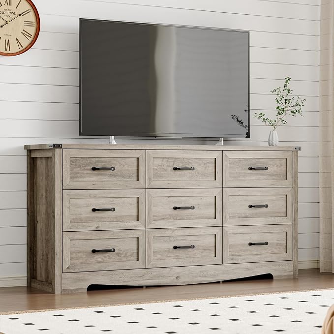 9-Drawer Dresser for Bedroom, Modern Wooden Chest of Drawers - Image 7