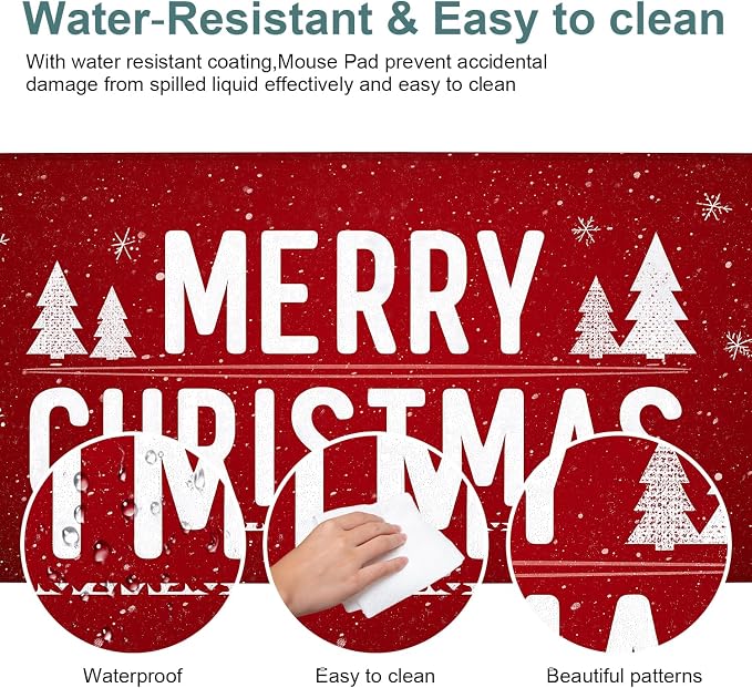 Merry Christmas Gaming Mouse Pad 35.4"x15.7"Desk Mat Anti-Slip Rubber Base & - Image 4